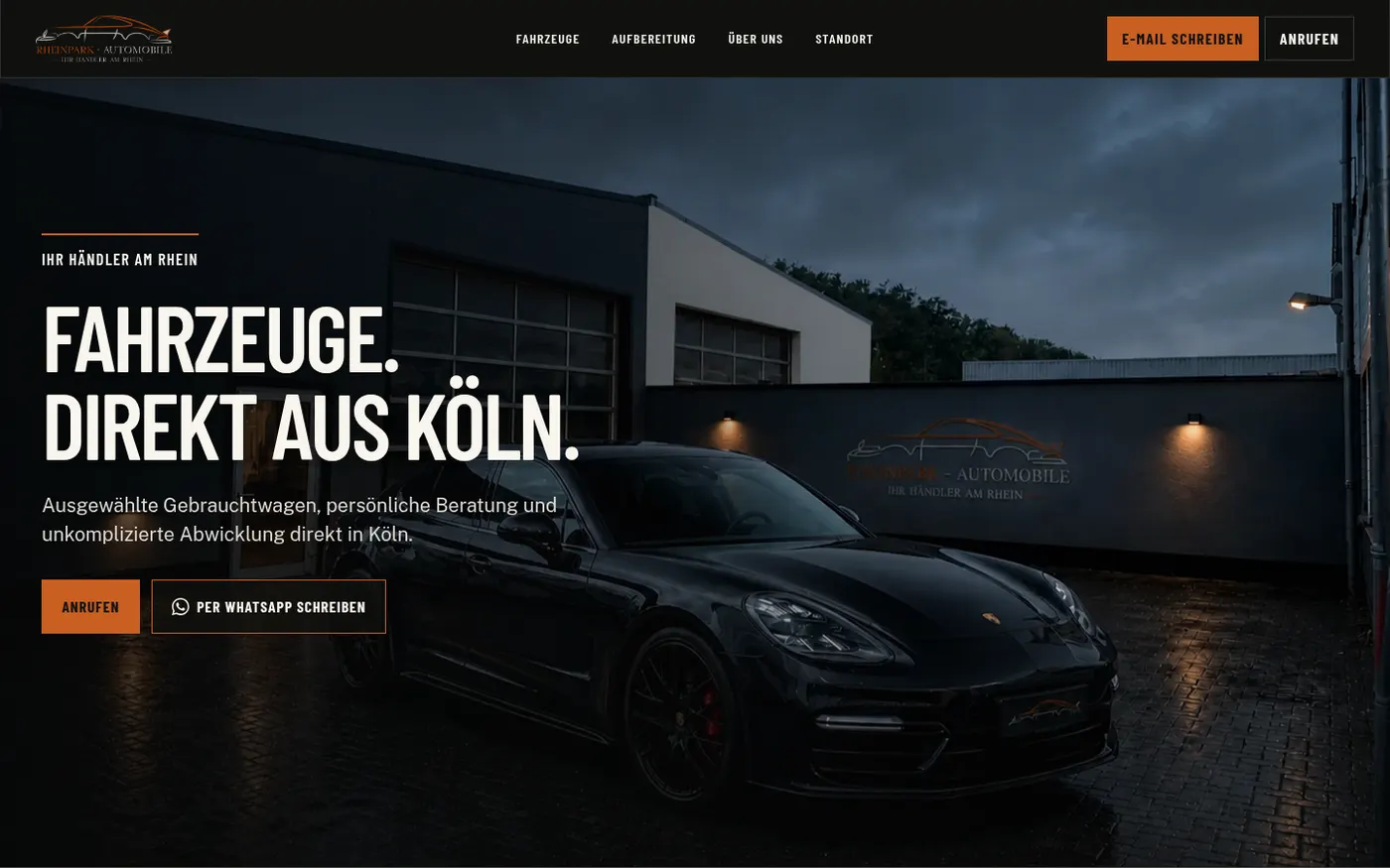 RheinPark Automobile Website Screenshot